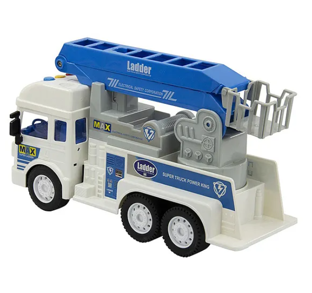 Friction Powered Crane Truck Lights And Music 6x6 Wheel Drive Road Super Truck Power Vehicle Car Toy For Kids Multicolor