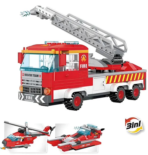 Building Blocks 3 In 1 Fire Truck Bricks Blocks Toys For Kids Fun And Educational Toys For Kids Fire And Rescue Truck Blocks 249 Pcs Multicolor