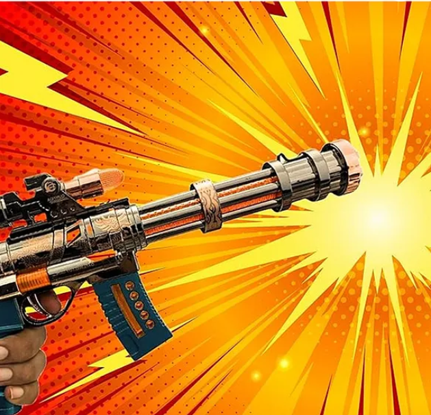 Rocky's Combat Gun Toys For Kids With Smoke Effects, Vibration, Lights & Sound Fun Entertainment Smoke Spray Gun Kids Toys (Pack of 1 Color May Vary)
