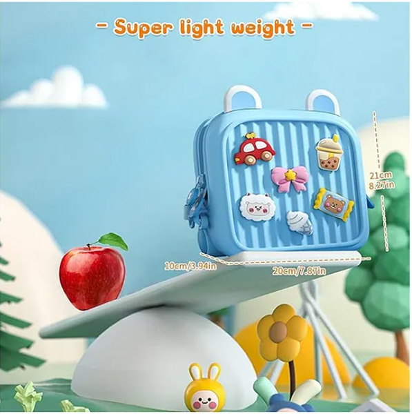 Stylish Kids Cartoon Backpack Lightweight, Durable, and Easy to Clean School bag, picnic bag for Kids (Pack of 1 Color May Vary) - Height 11.4 Inches