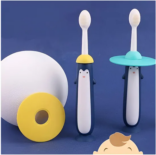 Toothbrush Cute Cartoon Penguin Design Colorful Soft Manual Toothbrush (Pack of 2 Color And Design May Vary)