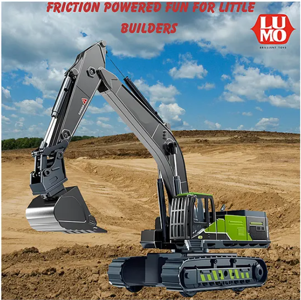 Friction Powered 360 Degree Rotating Crane Alloy Excavator Bulldozer Toys For Kids Construction Engineering Vehicle Model Kids Toys - Multicolor