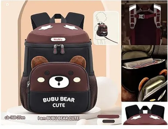 Bubu Bear Cute Luxury Bucket Backpack For Kids And Toddlers Warterproof Lightweight Spine Protection Backpack With Reflective Design For Kids Premium Design Bag For Kids Best For Pre School Kindergartens Picnic And Holidays - Height 9 Inches