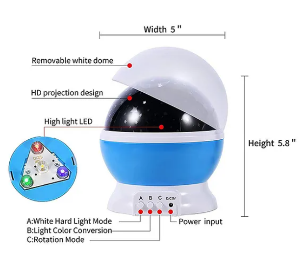 Star Master Rotating 360 Degree Moon Night Light Lamp Projector - Colour May Vary