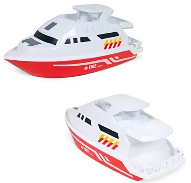 Die-cast Friction Powered City Rescue Fire Transport Car Trailer Truck Toys For Kids With Helicopter, Rescue Boat And Fire Transport Car - Multicolor