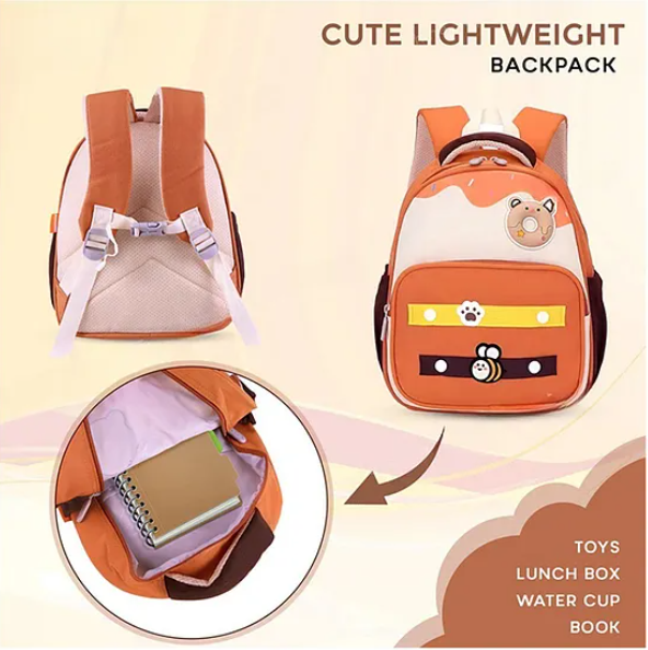 Cute Bee And Bear Backpack For Kids With Adjustable Straps Premium Design Bag For Kids Best For School Picnic Holidays - Height 12 Inches