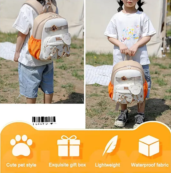 School Bags Cute Bear Paw Theme Backpack For Kids With Adjustable Straps Premium Design Bag For Kids Best For School Picnic Holidays - Height 12 Inches
