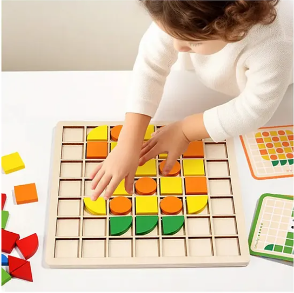 Cartoon Wooden Creative Jigsaw Puzzles Shape Matching Game Wooden Kids Educational Toy CPC CE 120 Pieces Mosaic Puzzles Multicolor