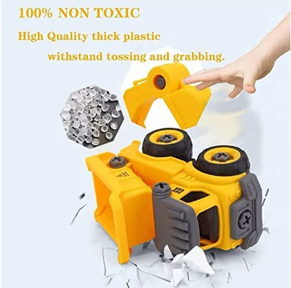 DIY Removable & Assembly Construction Vehicle Truck Toys For Kids With Screw Driver 4 Pieces (Pack of 1 Color May Vary)