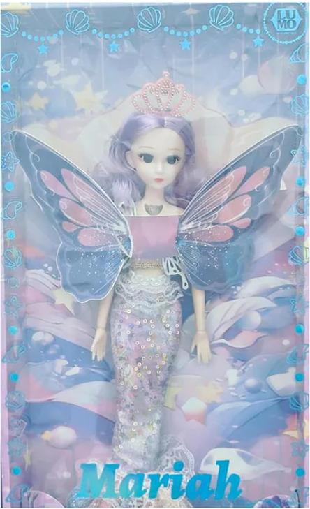 Musical Mariah Mermaid Fashion Doll Toys For Kids with 3D Eyes, Folding Pretend Play Gift for Girls Kids Role Play Toys (Pack of 1 Color & Design May Vary) - Height 35 cm