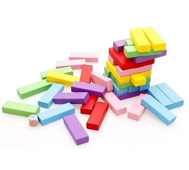 Classic Color Wooden Blocks Game Multicolor - 54 Pieces