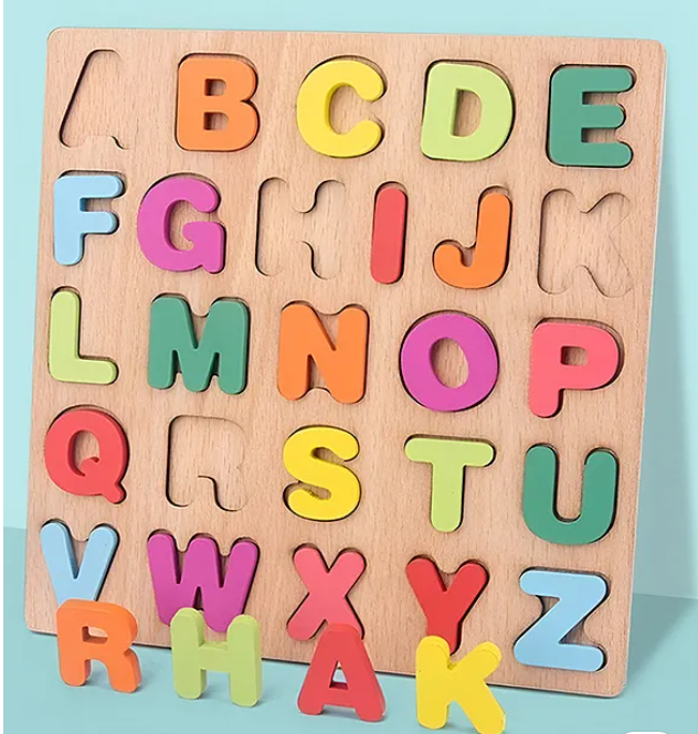 Alphabet Numeric Geometric Shaped Wooden Puzzle Game Toy For Kids Baby Early Educational Children Montessori Board Puzzle Toy (Pack of 3 - Multicolor)