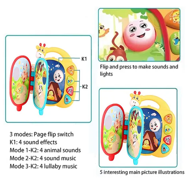 Giraffe Musical Storybook Toys With Lights And Soothing Music Fun Entertainment Kids Toys Educational Giraffe Learning Book Toy - Multicolor