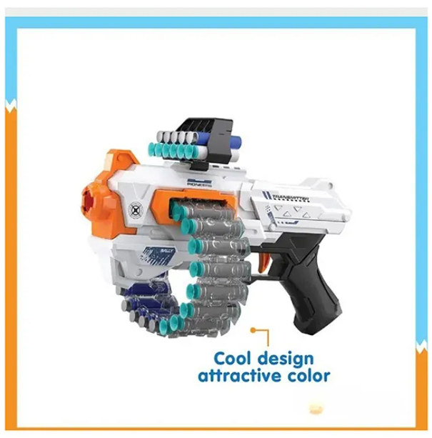 Blast of Flames Soft Bullet Gun Toys For Kids Chain Fed 24 Magazine Round Fun Entertainment Engaging Kids Toys Bullet 40 pcs - Multicolor