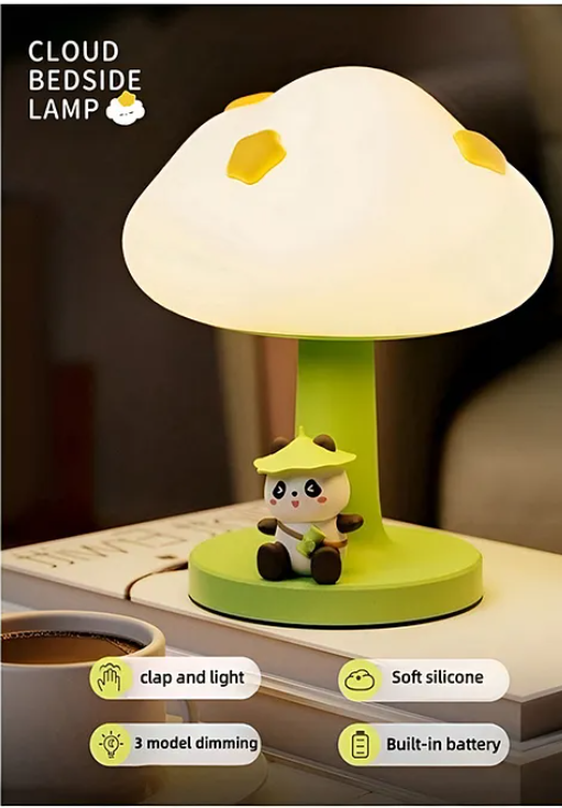 PoPo Panda Soft Silicone Bedside Table Lamp LED Animal Night Light Kawaii Light Up USB Rechargeable Panda Touch Light - Multicolor