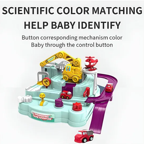 Car Engineering Truck Adventure Race Track Toys For Kids With Parking Lot-Playsets Simulating Car Toys For Kids Multicolor