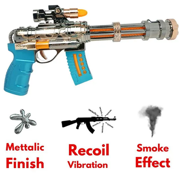 Rocky's Combat Gun Toys For Kids With Smoke Effects, Vibration, Lights & Sound Fun Entertainment Smoke Spray Gun Kids Toys (Pack of 1 Color May Vary)