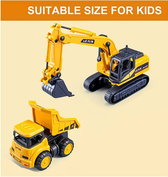 Little Engineer Mini Construction Truck with Dumper Hydraulic Excavator Bulldozer 6 Pieces - Multicolor