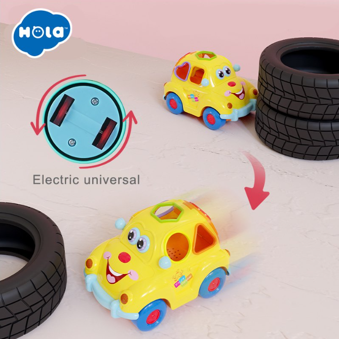 Electronic Toy Car With Music & Light And Puzzle Sorters - Multicolour
