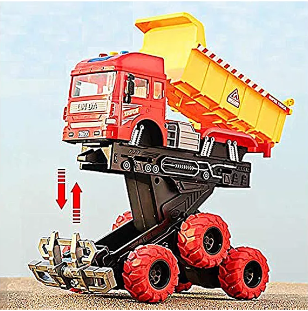 Friction Powered Dumper Truck Toy - Red & Yellow