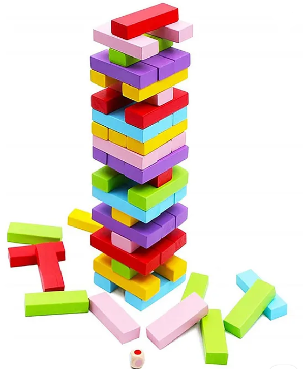 Classic Color Wooden Blocks Game Multicolor - 54 Pieces
