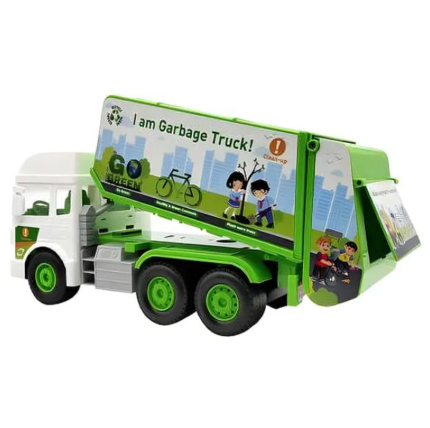 Friction Powered Garbage Truck Lights And Music City Service Drive Road Super Truck Vehicle Car Toy For Kids - (Color May Vary)
