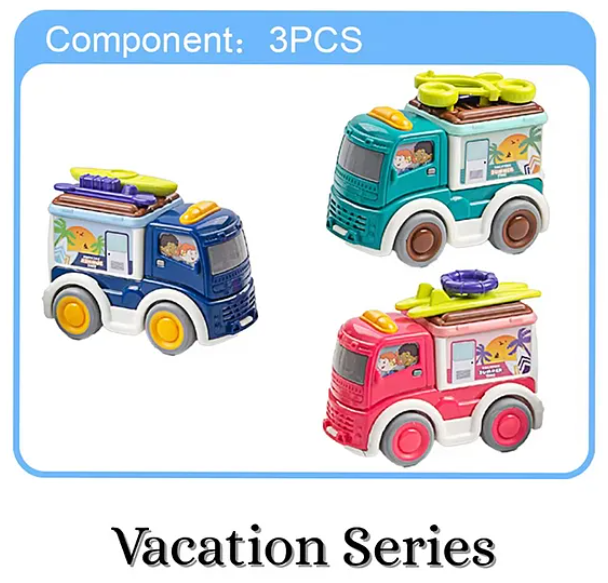 Holiday Cruze Pull-Back Vacation Vans Pack of 3 | Vacations Vans For Kids | Colorful Van Toy Set for Fun & Imaginative Play - Multicolor
