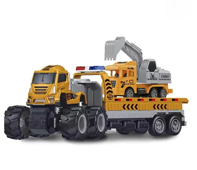 1:43 Scale Alloy Die-cast Friction Powered Construction Engineering Truck 4x4 Wheel  - (Pack of 1 - Design And Color May Vary)