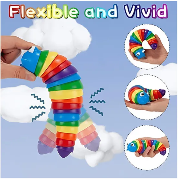 Caterpillar Finger Slug Toys for Kids Fun Sensory Play Flexible Joint Movement Colorful Vibrant Design Engaging Handheld Baby Toys (Pack of 1 Color May Vary) - Length 18 cm