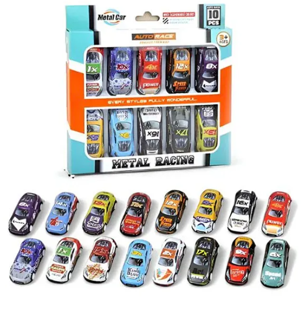 Racing Car Toys For Kids Colorful Alloy Metal Die-cast Pull Back Powered Fun Engaging 10 Pcs Multicolor