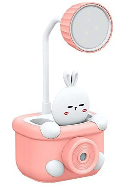 Study Lamp For Kids Cute Animal Design Rechargeable Desk Table Lamp 3 In 1 Study Desk LED Lamp With Pencil Sharpener And Pen Holder - (Pack of 1 - Design And Color May Vary)