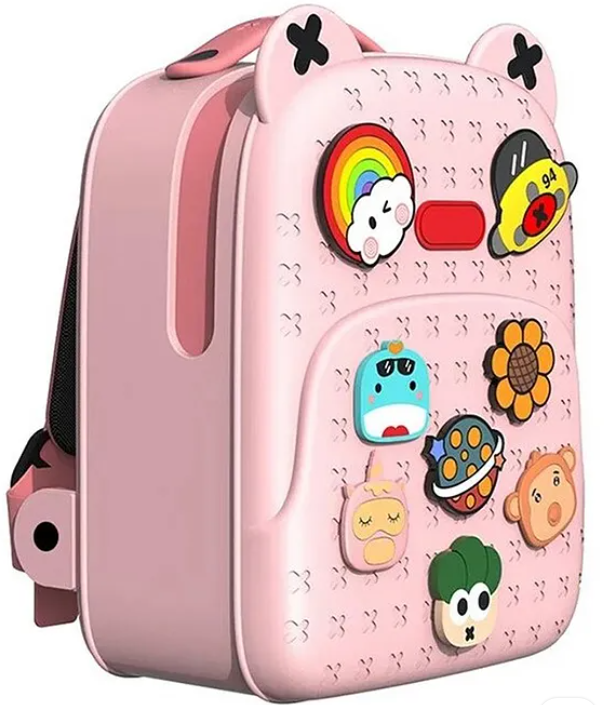 Backpack Kawaii Pinky Pink Backpack With DIY Pattern Patch Adjustable Straps Bag Premium Modern Design Bags - (Pink, Height - 14 Inch)