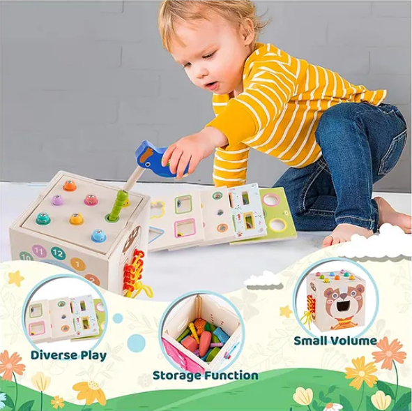 Wooden Shape Matching Stacking And Sorting Treasure Box