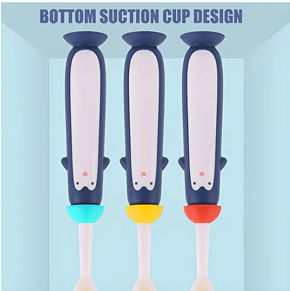 Toothbrush Cute Cartoon Penguin Design Colorful Soft Manual Toothbrush (Pack of 2 Color And Design May Vary)