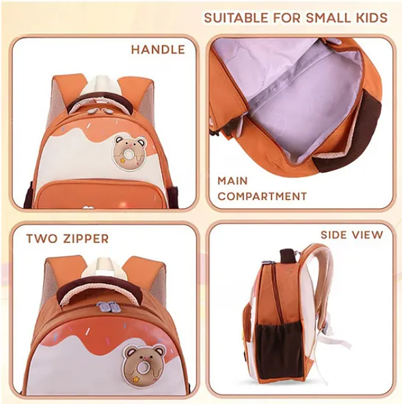 Cute Bee And Bear Backpack For Kids With Adjustable Straps Premium Design Bag For Kids Best For School Picnic Holidays - Height 12 Inches