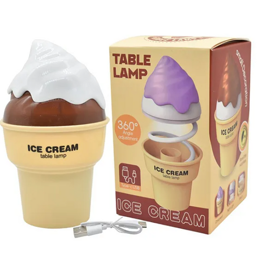 Multi-functional Ice-cream Shaped Table Lamp With 360 Degree Moveable, Sharpener And USB Rechargeable (Pack of 1 Color And Design May Vary)