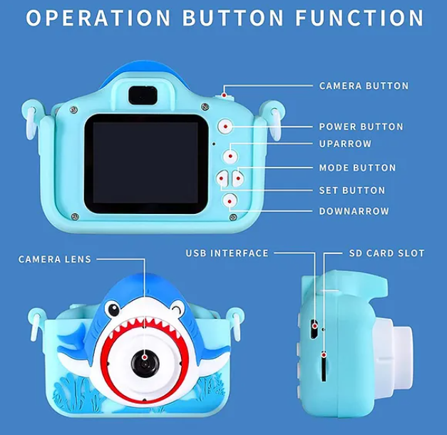 Digital Handy Portable Shark Camera Full HD 1080P 2.0 Screen with Inbuilt Game Multicolor