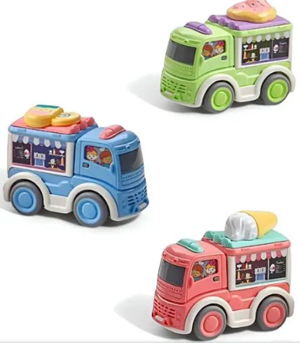 Pull-Back Food Trucks Toys for Kids | Colorful Mini Street Food Van Toy Set for Kids | Fun Entertainment Kids Toys Pack of 3 - Multicolor