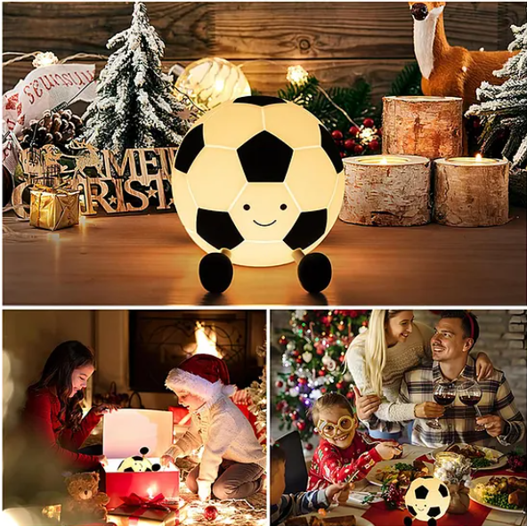 Football Night Light Lamp Super Cute Silicone Night Lamps Squishy LED Football Design Night Light For Kids And Adults Silicone Dimmable Timed Bedside Lamp USB Rechargeable Touch Light Night Lamp Multicolor