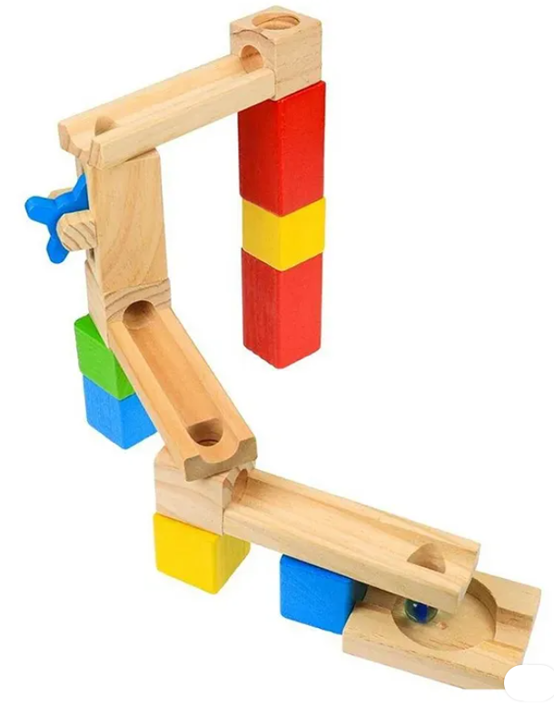 42-Piece Wooden Marble Run Block Set for Kids Fun Entertainment Educational Marble Building Blocks Toys For Kids - Multicolor