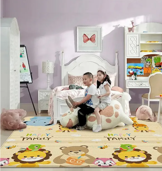 Cute Baby Happy Family Theme Double Sided Water Proof Extra Large Fordable Foam Baby Play Mat Folding Mat