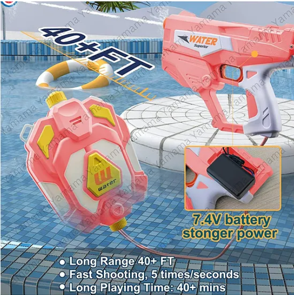Automatic Water Gun Rechargeable, Long-Range High-Pressure holi water gun for Kids 1350ml Backpack -(Color May Vary)
