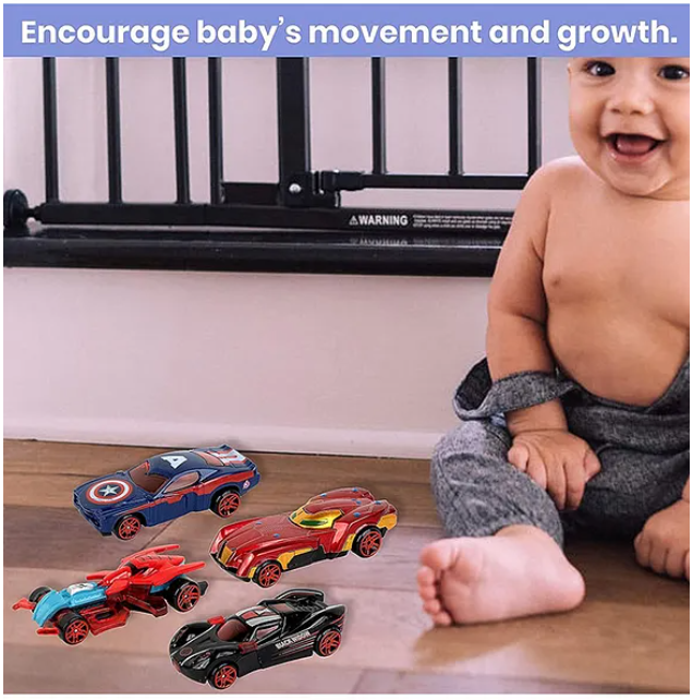 Super Hero Theme Mini Metal Die-Cast Car Set For Kids And Toddlers Free Wheel Speed Racing Car 4 Pieces Multicolor