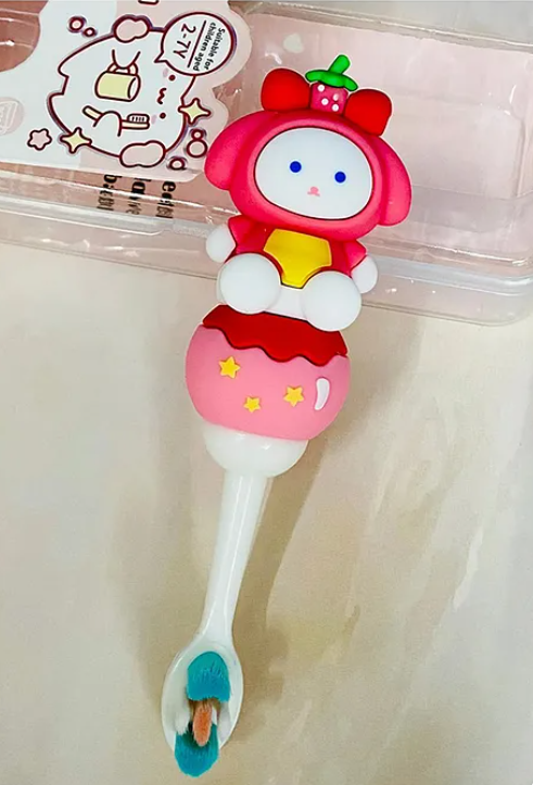 Toothbrush For Baby And Kids Cute Kawaii Cartoon Design Colorful Soft Toothbrush For Babies And Kids Extra Microfiber Soft Bristles With Silicone Grip And Spilt Bristle - (Pack of 1 Color And Design May Vary)