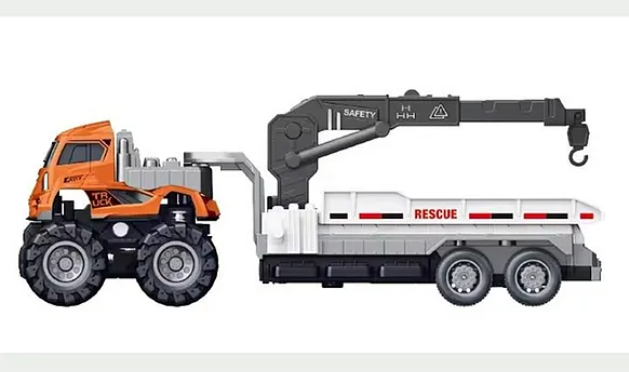 1:43 Scale Alloy Die-cast Friction Powered Transport Car Trailer Truck Toys For Kids 4x4 Wheel Drive Road Truck (Pack of 1 Color May Vary)