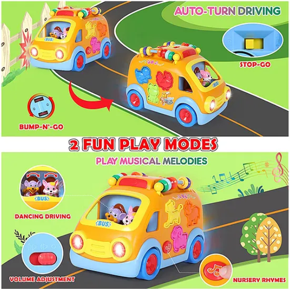 Multi Activity School Bus with Light & Music - Multicolor
