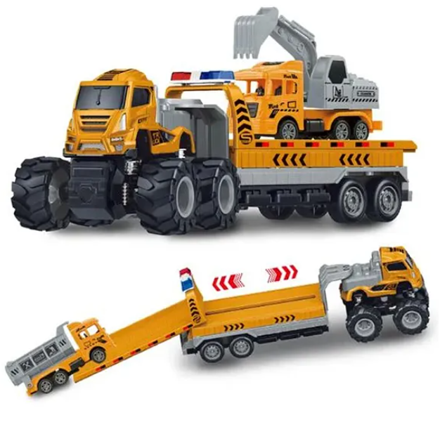1:43 Scale Alloy Die-cast Friction Powered Construction Engineering Truck 4x4 Wheel  - (Pack of 1 - Design And Color May Vary)