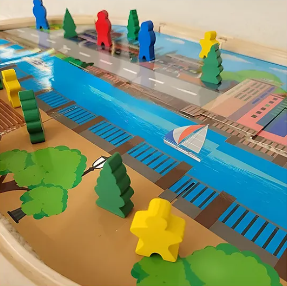 Wooden Electric Train Tracks Set Toys 45 pcs