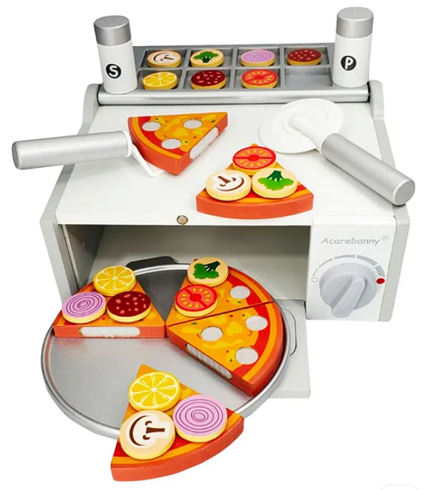 Wooden Pizza Oven Toys For Kids Cooking Educational Game Pizza Toy Fun Entertainment Enjoyable Role Pretend Play Kids Toys Multicolor