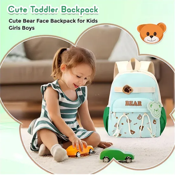 School Bags Cute Bear Paw Theme Backpack For Kids With Adjustable Straps Premium Design Bag For Kids Best For School Picnic Holidays - Height 12 Inches